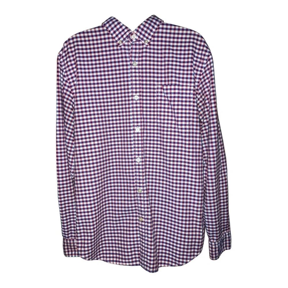 Banana Republic The Grant Fit Cotton Stretch Gingham Plaid Oxford Shirt M EUC